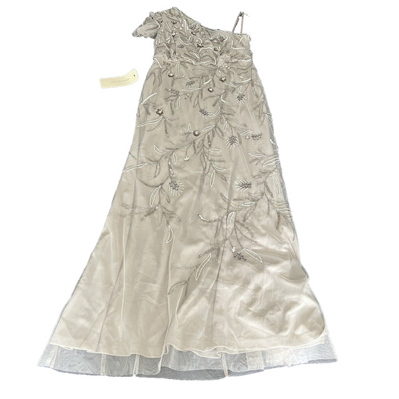 Adrianna Papel One Shoulder Beaded Formal Gown Biscotti New With Tags size 12 - Picture 5 of 14